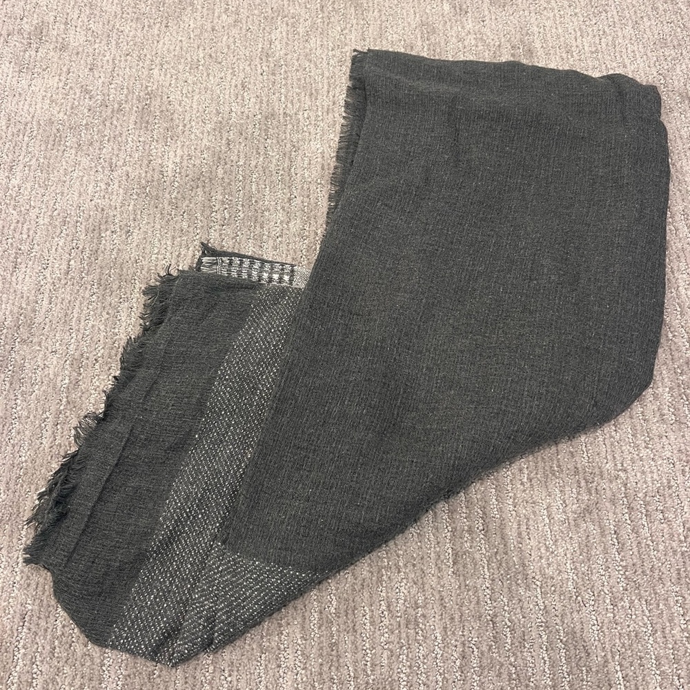 Dark Gray and Silver Fringed Scarf